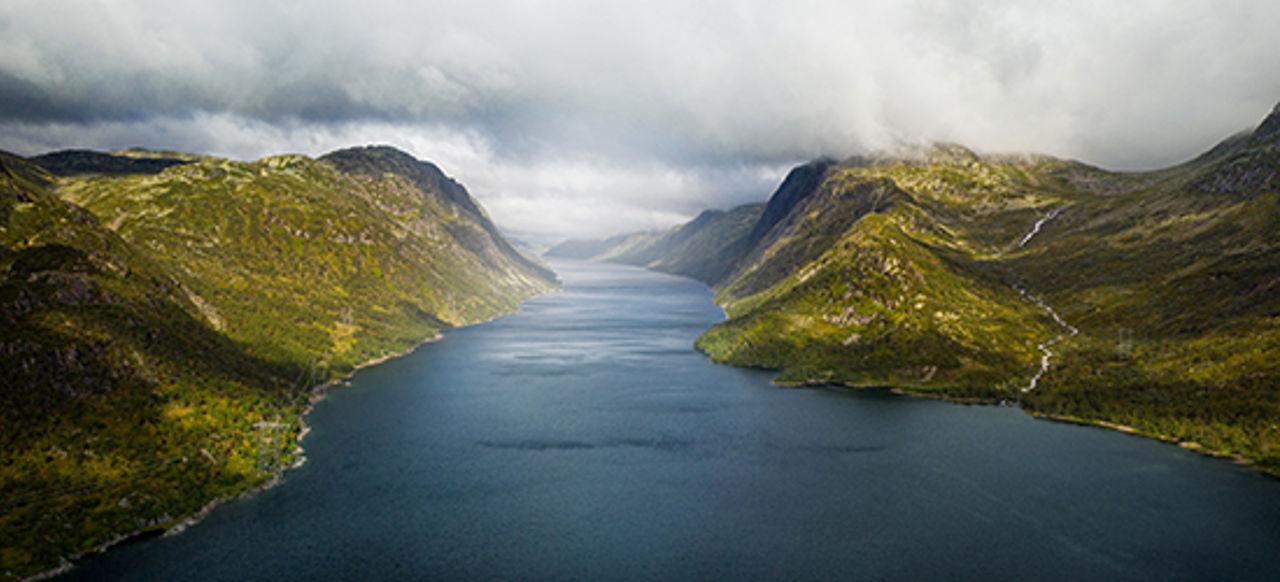 Mountains and river cloudy